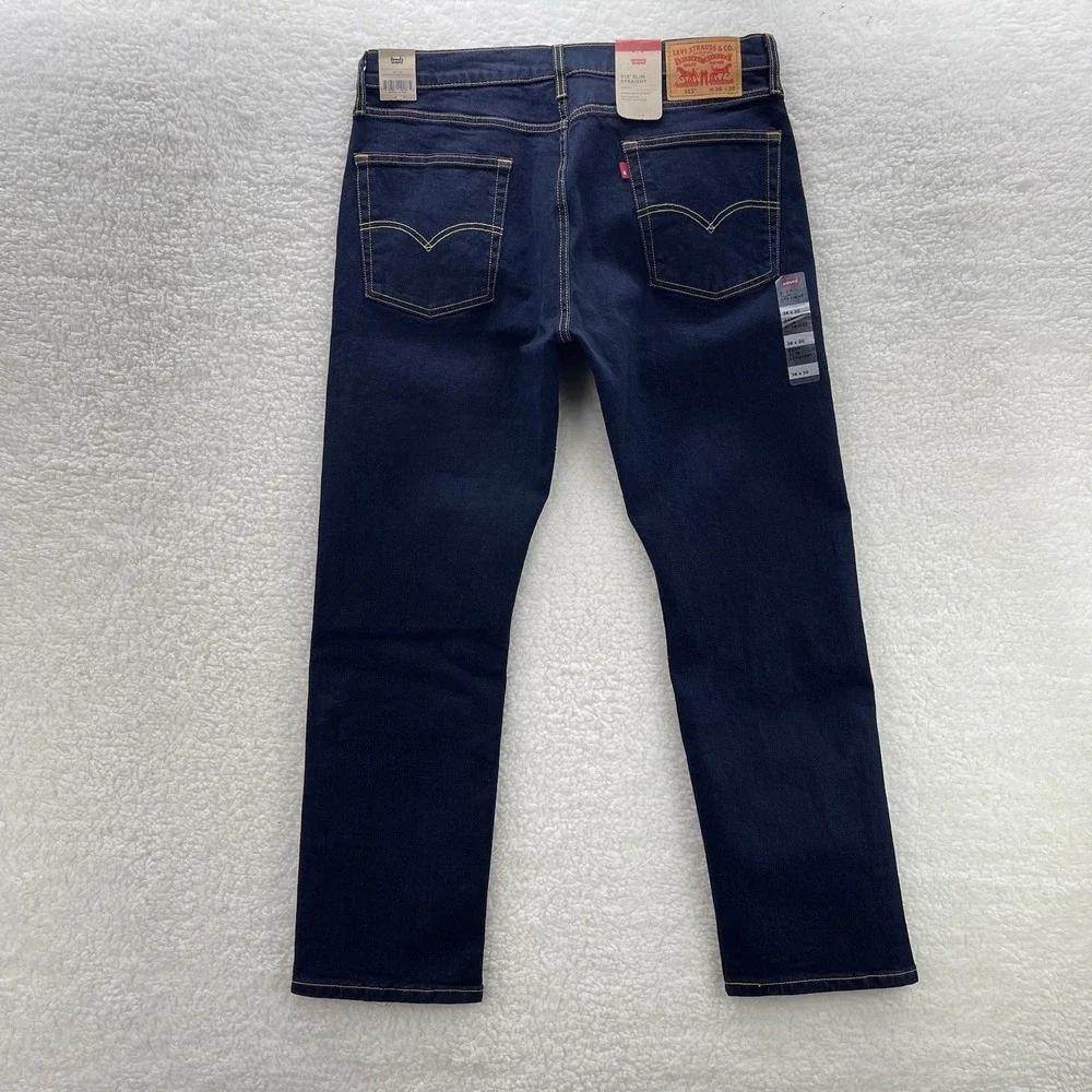 Levis Jeans Mens 36x30 Blue 513 Straight Fit Dark Wash Denim Grunge Cowboy